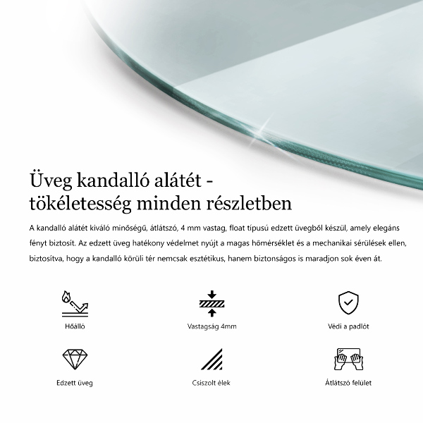 Corner glass hearth fi20 in (fi50 cm)