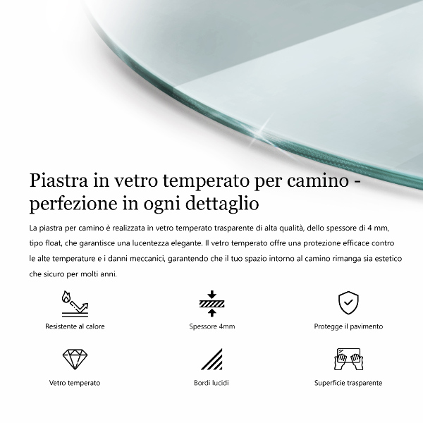 Corner glass hearth fi20 in (fi50 cm)