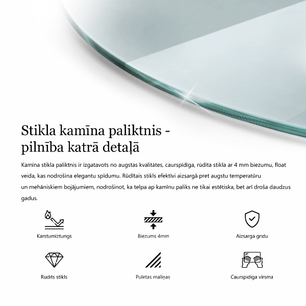 Corner glass hearth fi20 in (fi50 cm)