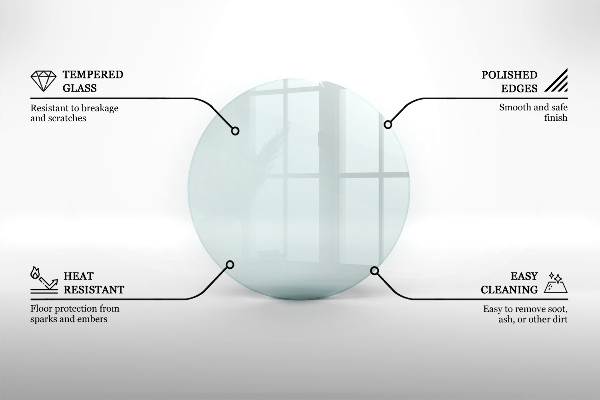 Corner glass hearth fi20 in (fi50 cm)