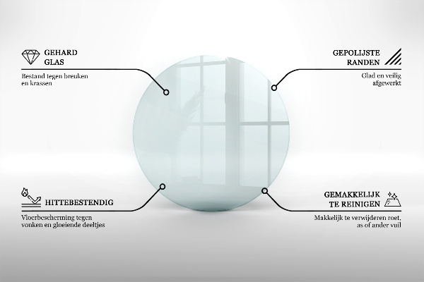 Corner glass hearth fi28 in (fi70 cm)