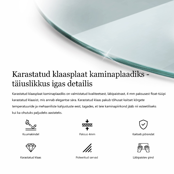 Corner glass hearth fi28 in (fi70 cm)