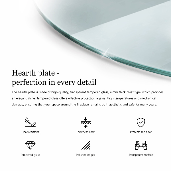 Corner glass hearth fi31 in (80 cm)