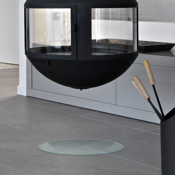 Round translucent fireplace pad fi19 in (fi 50 cm)
