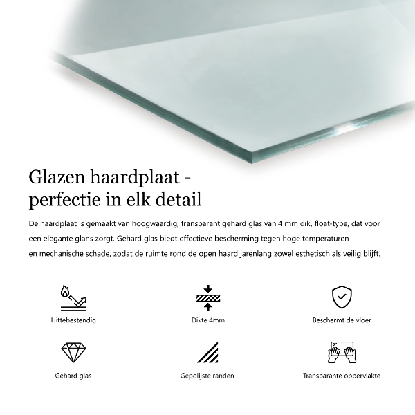 Glass hearth 39x20 in (100x50 cm)