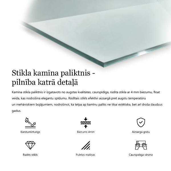 Glass hearth 39x20 in (100x50 cm)