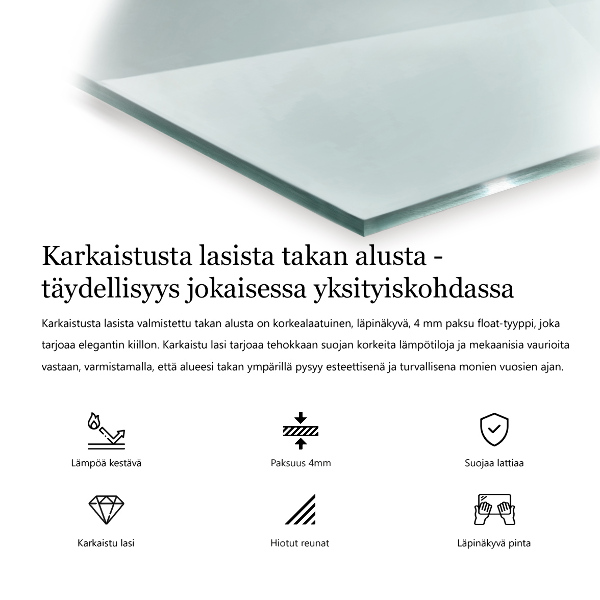 Glass hearth 39x20 in (100x50 cm)