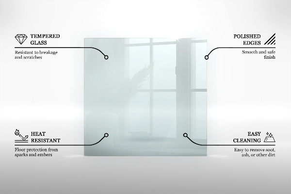 Glass hearth 39x20 in (100x50 cm)