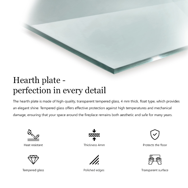 Glass hearth 39x20 in (100x50 cm)