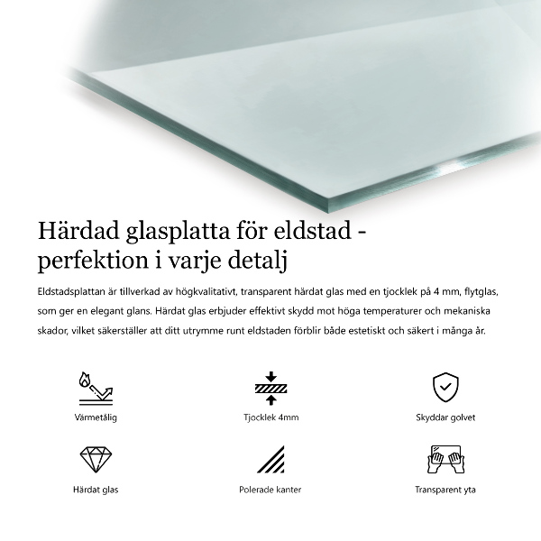 Glass wood burner hearth 39x28 in (100x70 cm)