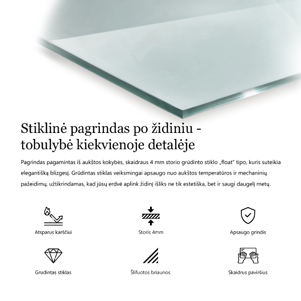 Glass hearth 49x20 in (125x50 cm)