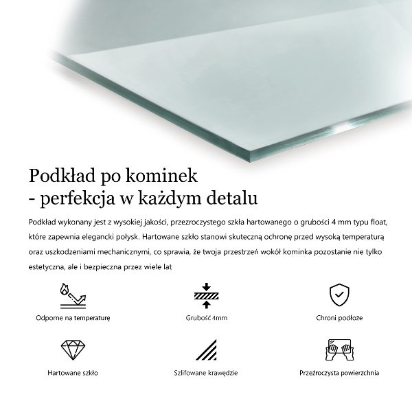 Glass hearth 49x20 in (125x50 cm)