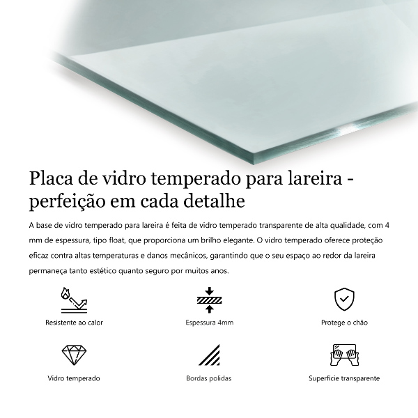 Glass wood burner hearth 24x16 in (60x40 cm)