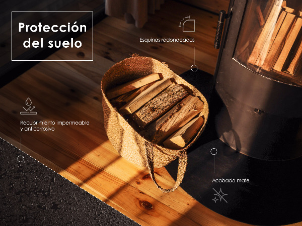 Rectangular black steel fireplace hearth pad 39x27 in (100x70 cm)