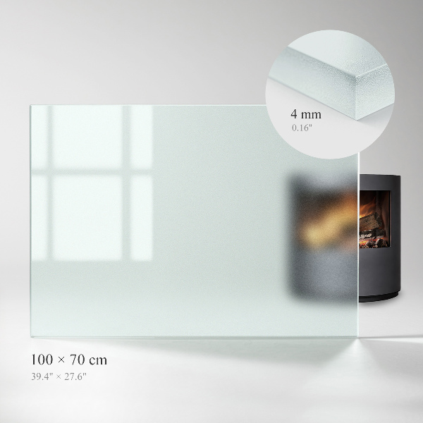 Rectangular translucent glass hearth 39x27 in (100x70 cm)