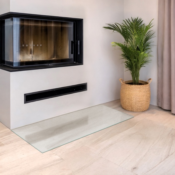 Rectangular translucent glass hearth 49x19 in (125x50 cm)