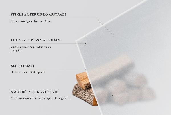 Rectangular translucent glass hearth 55x27 in (140x70 cm)