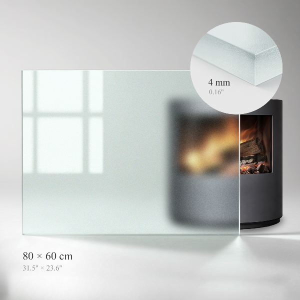 Rectangular translucent glass hearth 31x23 in (80x60 cm)