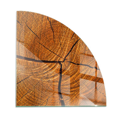 Quarter-circle toughened glass hearths Wood grain in cross-section