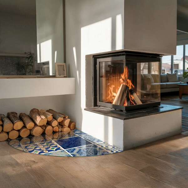 Quarter-circle toughened glass hearths Ceramic tile patterns