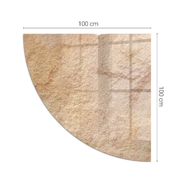 Quarter-circle glass hearth plate Natural stone texture