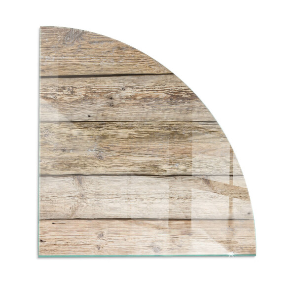 Quarter-circle toughened glass hearths Wooden board in the layout
