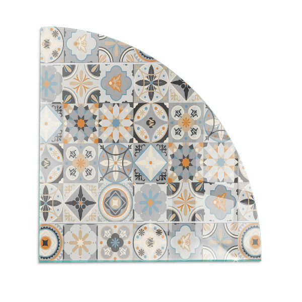 Quarter-circle tempered glass hearth Mosaic patterns in tiles