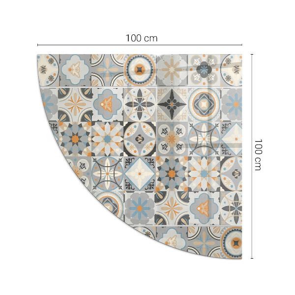 Quarter-circle tempered glass hearth Mosaic patterns in tiles