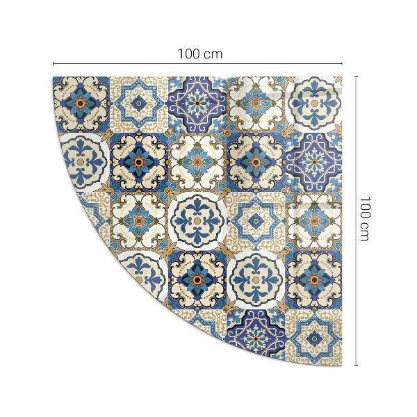 Quarter-circle toughened glass hearths Mosaic pattern with flowers