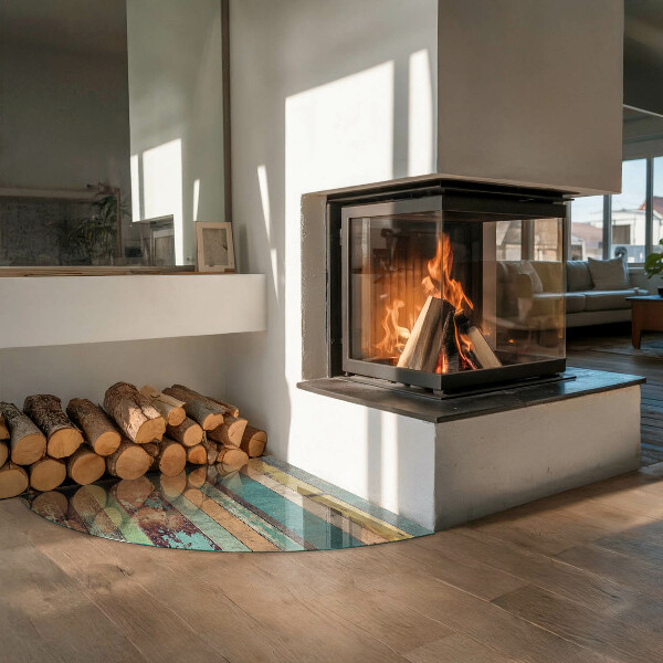 Quarter-circle toughened glass hearths Boards in different shades