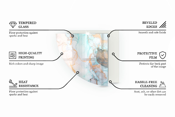 Quarter-circle toughened glass hearths Boards in different shades