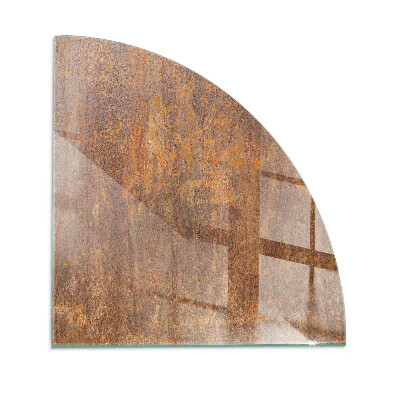 Quarter-circle tempered glass hearth Rust texture on the background