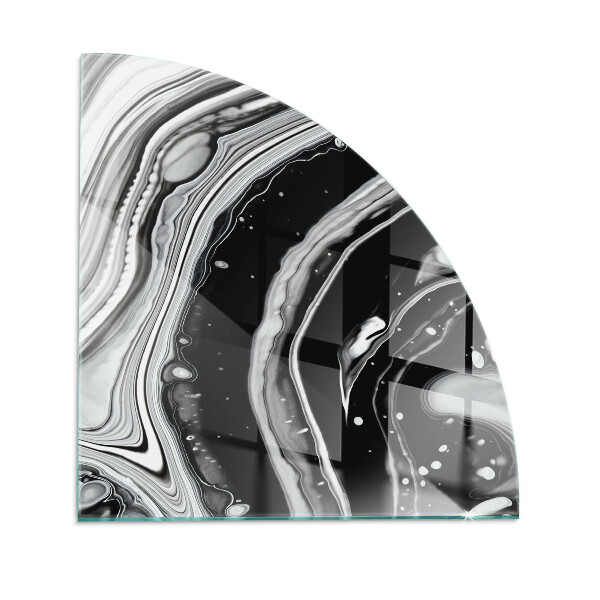 Quarter-circle tempered glass hearth Abstract waves and lines