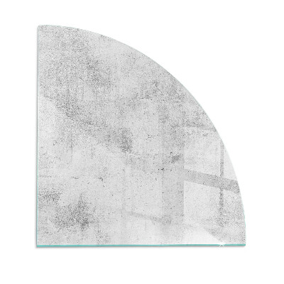 Quarter-circle glass hearth plate Raw concrete texture