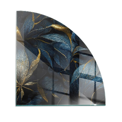 Quarter-circle toughened glass hearths Elegant leaves in texture