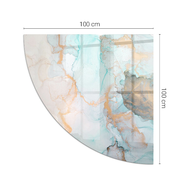 Quarter-circle tempered glass hearth Abstract fluid pattern