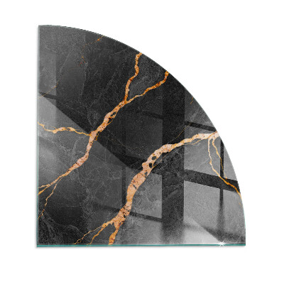 Quarter-circle tempered glass hearth Elegant marble with veins