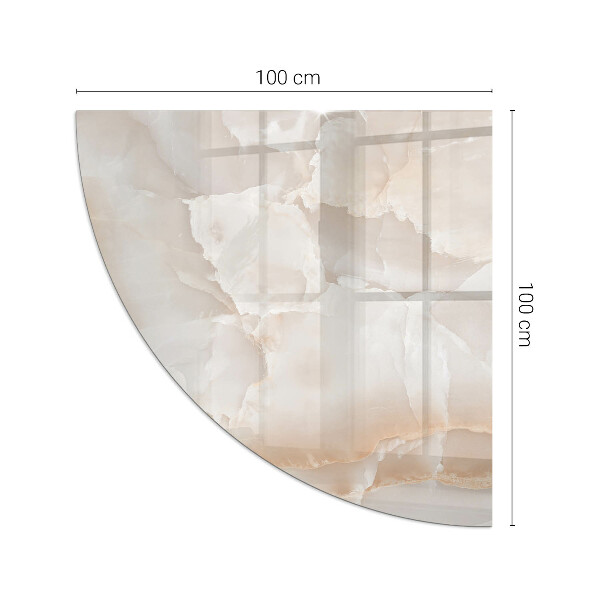 Quarter-circle glass hearth plate Natural stone pattern