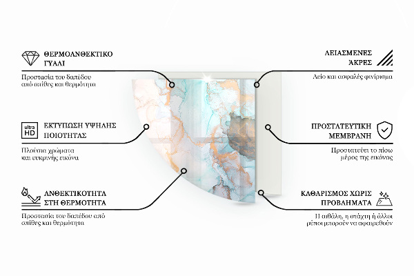 Quarter-circle tempered glass hearth Natural stone pattern