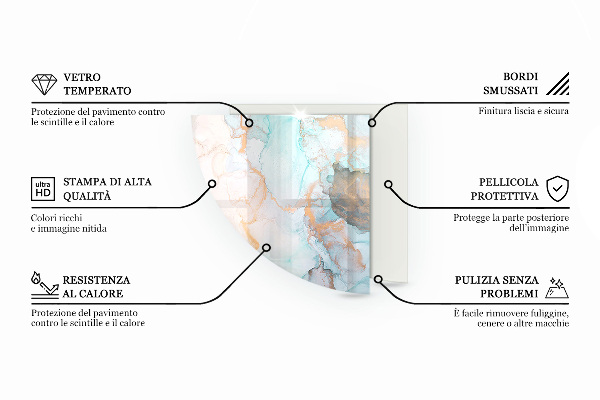 Quarter-circle toughened glass hearths Colour Light Green
