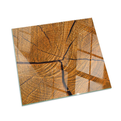 Square glass hearth Wood grain in cross-section