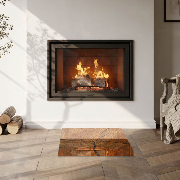 Square glass hearth Wood grain in cross-section