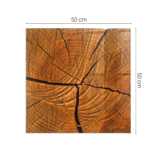 Square glass hearth Wood grain in cross-section
