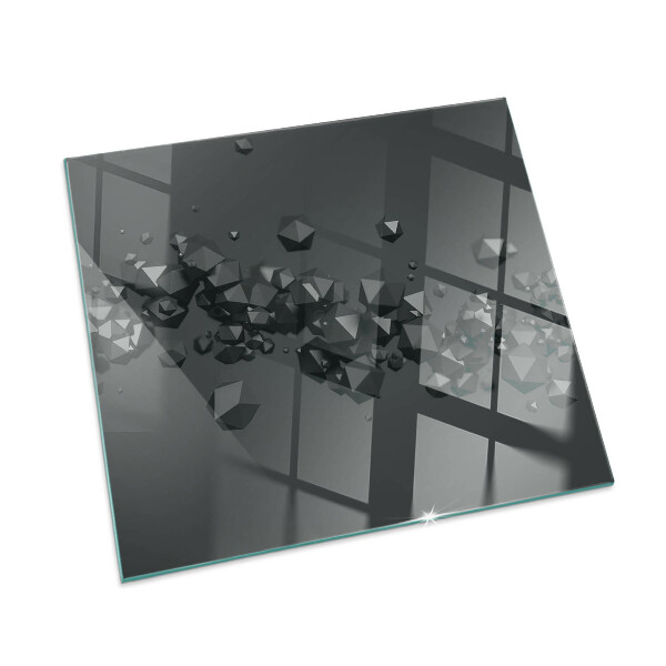 Square glass hearth Abstract cloud of solids
