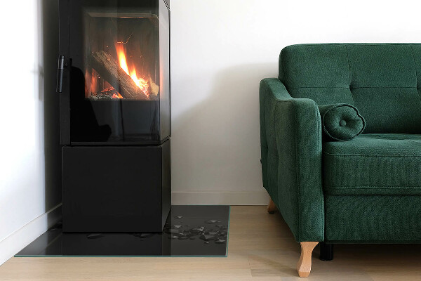 Square glass hearth Abstract cloud of solids