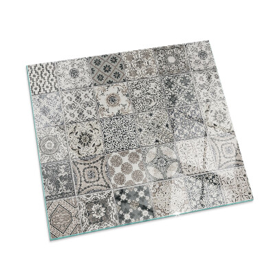 Square glass hearth for log burner Decorative tile patterns