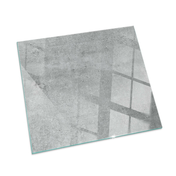 Square glass hearth for wood stove Raw concrete texture