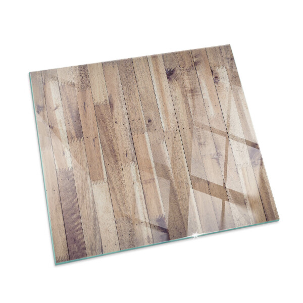 Square glass hearth for wood stove Wooden board in the layout