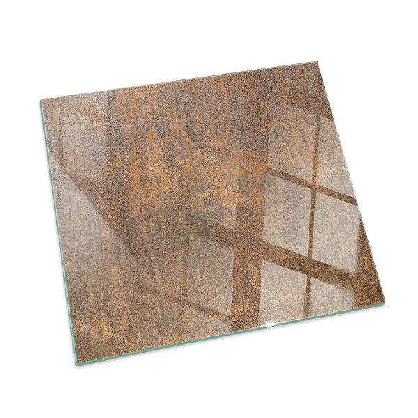 Square glass hearth for log burner Rust texture on metal