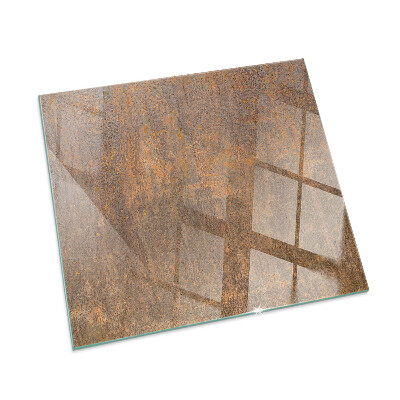 Square glass hearth for log burner Rust texture on metal